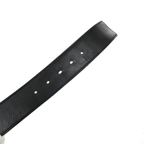 LOUIS VUITTON Logo Ceinture Jeans Belt Leather Black Silver M6812 Spain 67FB829 - Picture 7 of 16